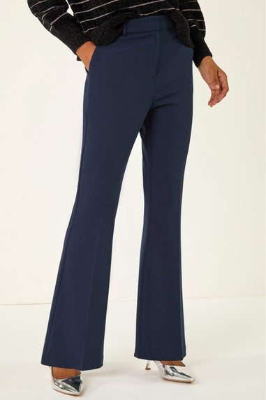 Roman Navy Long Bootcut Stretch Trousers