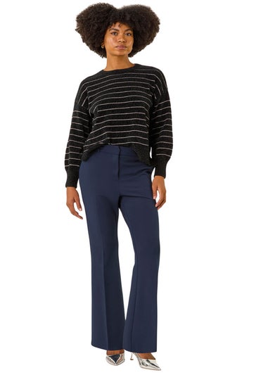 Roman Navy Long Bootcut Stretch Trousers