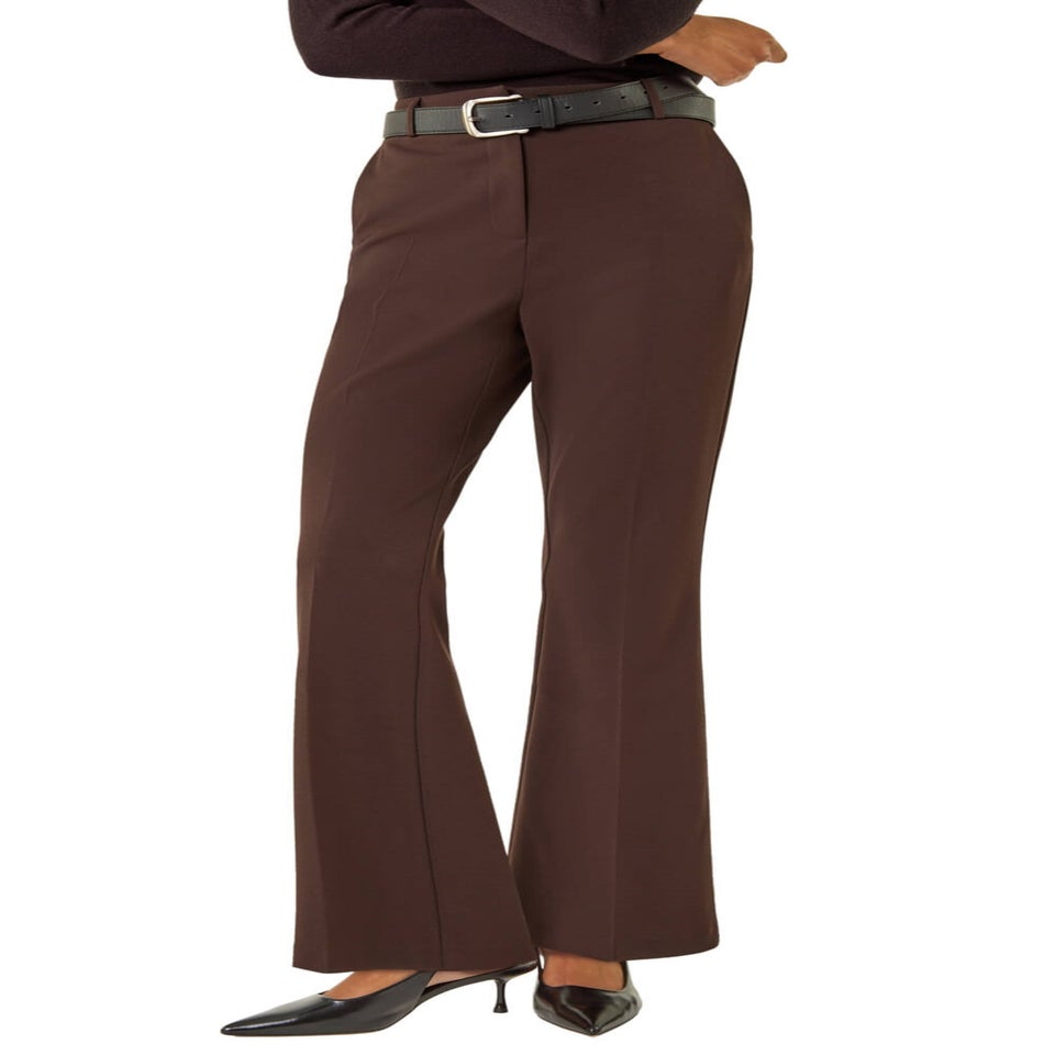 Roman Dark Brown Long Bootcut Stretch Trousers
