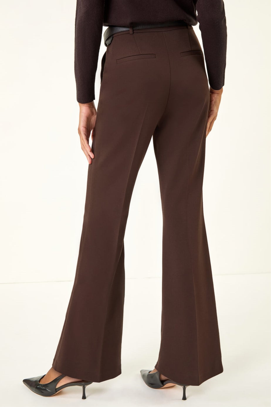 Roman Dark Brown Long Bootcut Stretch Trousers