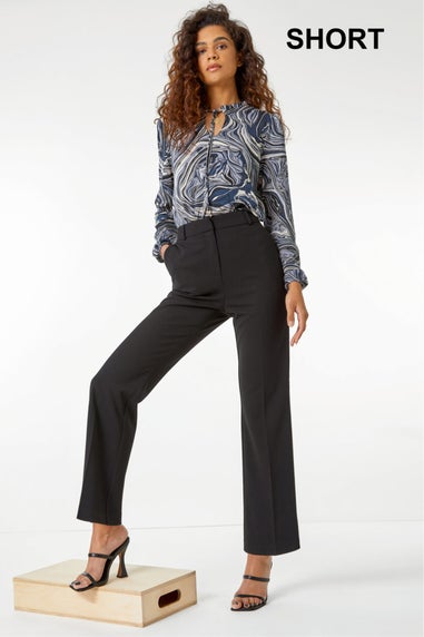 Roman Black Bootcut Crepe Stretch Trousers