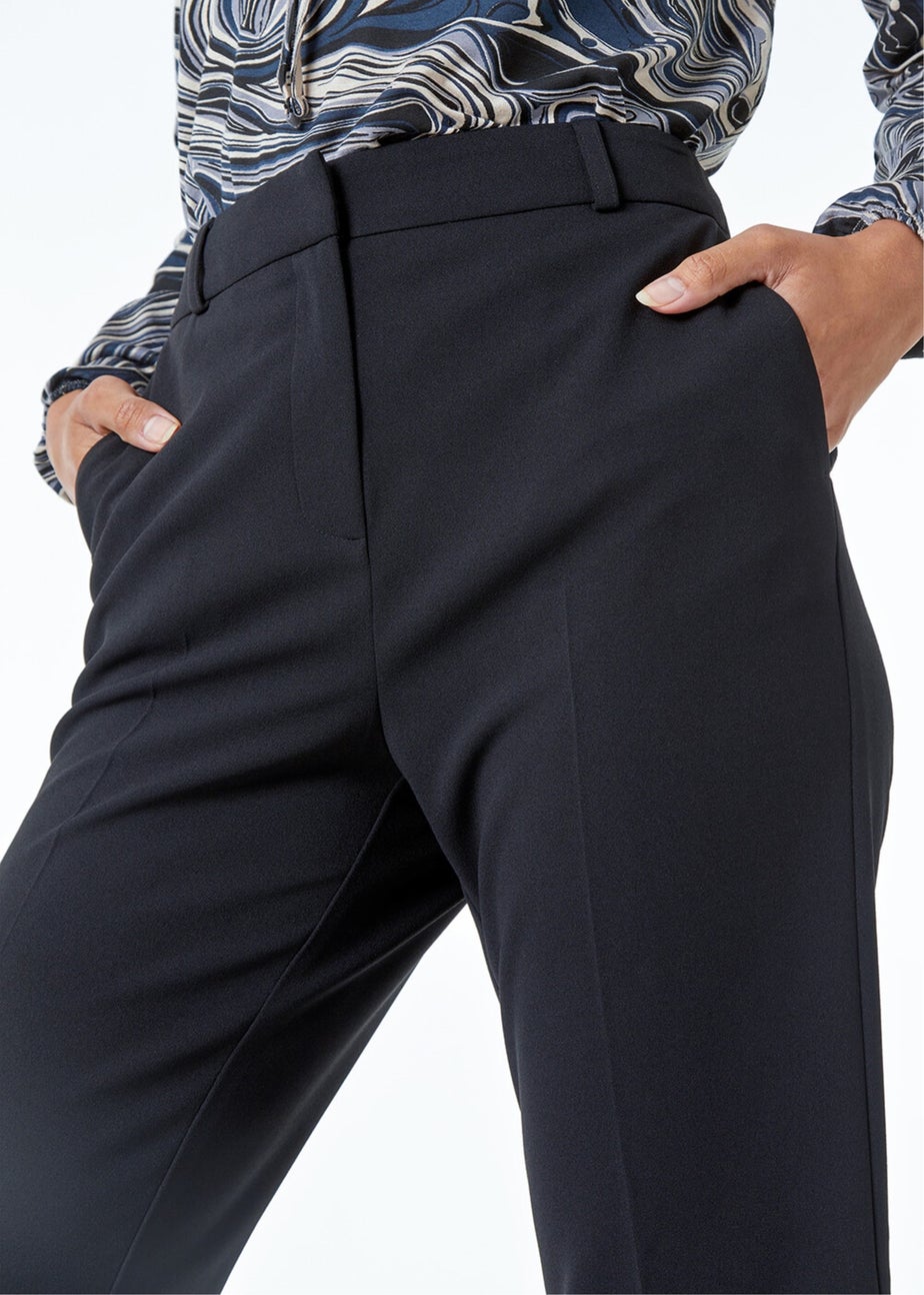 Roman Black Bootcut Crepe Stretch Trousers