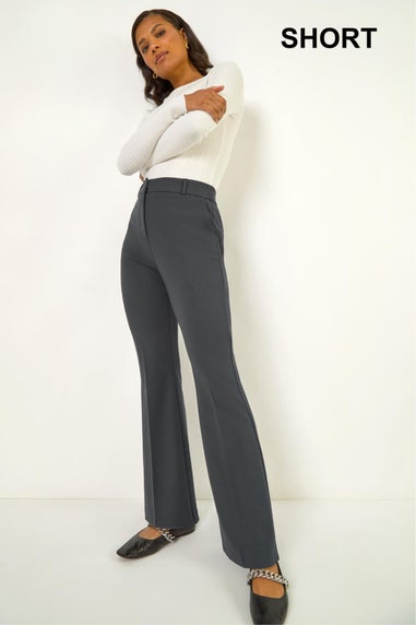 Roman Dark Grey Bootcut Crepe Stretch Trousers