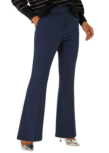 Roman Navy Bootcut Crepe Stretch Trousers