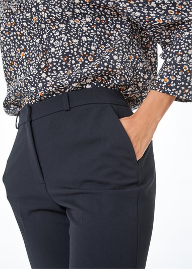 Roman Black Tapered Short Stretch Trousers