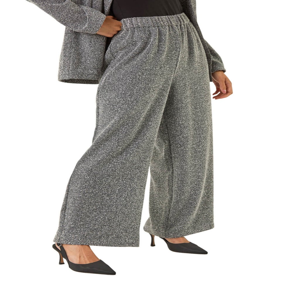 Roman Black Petite Herringbone Trouser