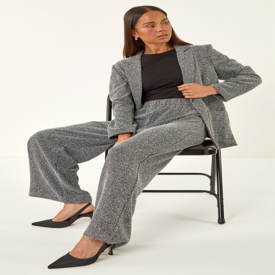 Roman Black Petite Herringbone Trouser