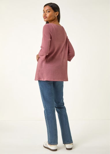 Roman Pink Crochet Knit Tunic Stretch Top