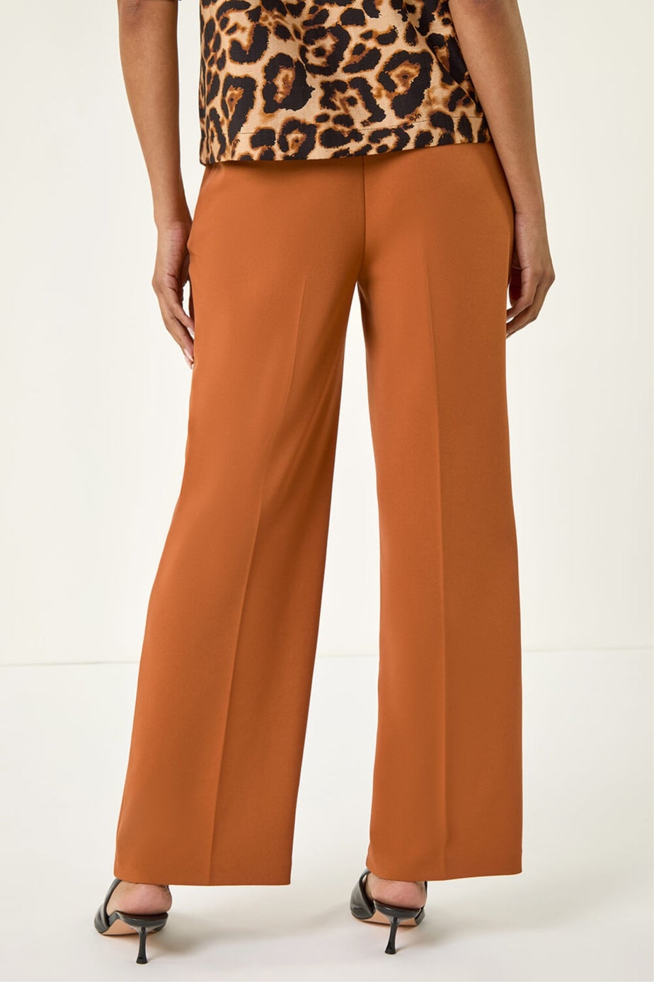 Roman Rust Short Wide Leg Stretch Trousers