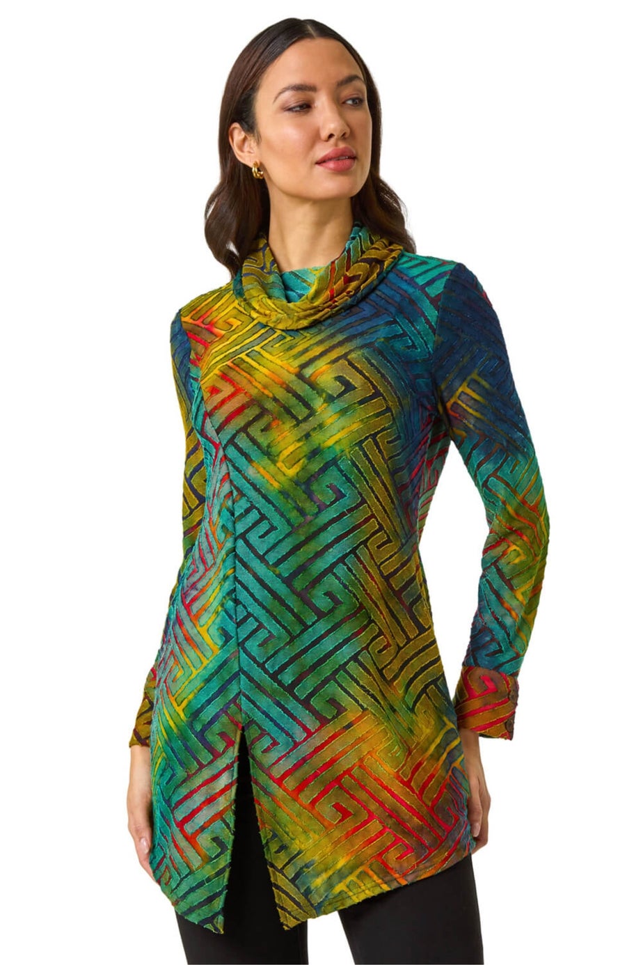 Roman Red Geometric Textured Tunic