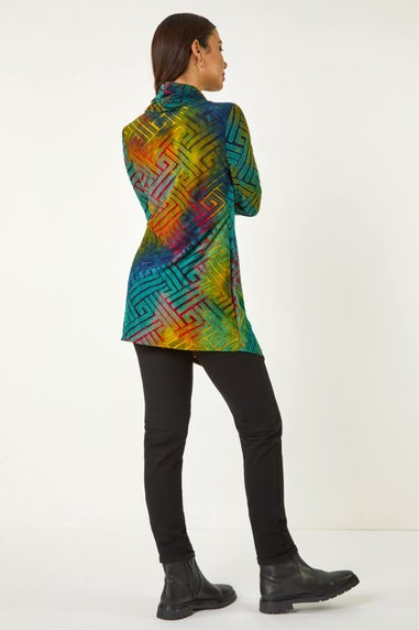 Roman Red Geometric Textured Tunic