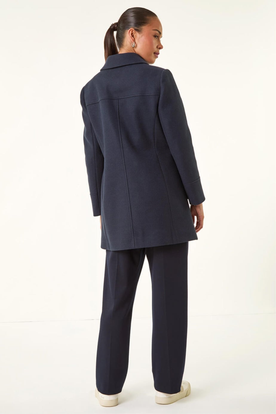 Roman Navy Petite Patch Pocket Duffle Coat