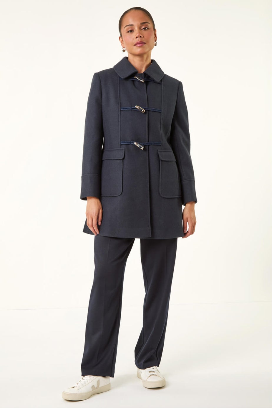 Roman Navy Petite Patch Pocket Duffle Coat