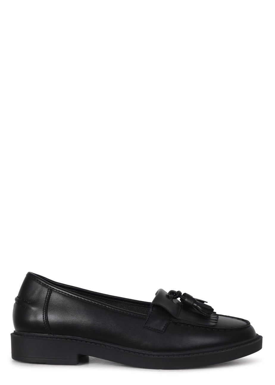 Linzi Kamille Black Faux Leather Classic Slip On Loafer