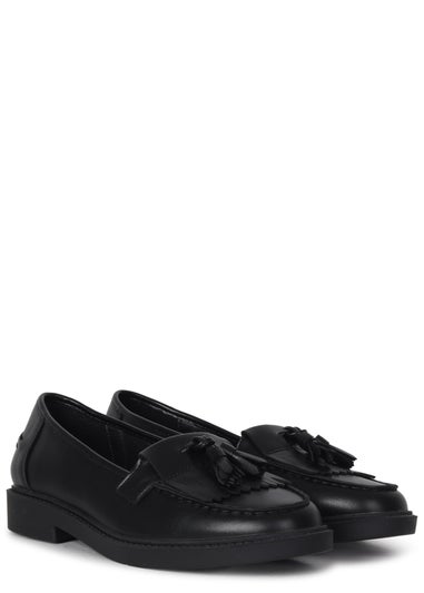 Linzi Kamille Black Faux Leather Classic Slip On Loafer