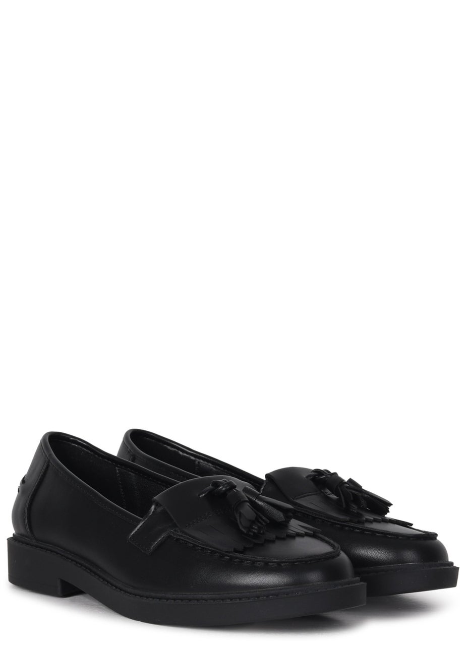 Linzi Kamille Black Faux Leather Classic Slip On Loafer
