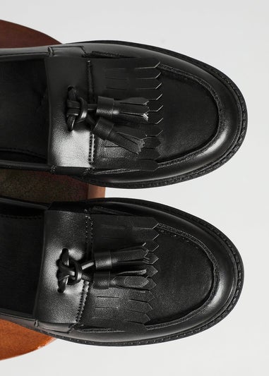 Linzi Kamille Black Faux Leather Classic Slip On Loafer