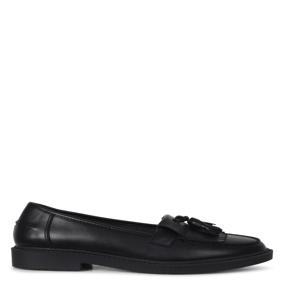 Linzi Kamille Black Faux Leather Classic Slip On Loafer