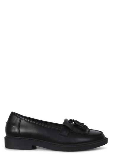 Linzi Kamille Black Faux Leather Classic Slip On Loafer