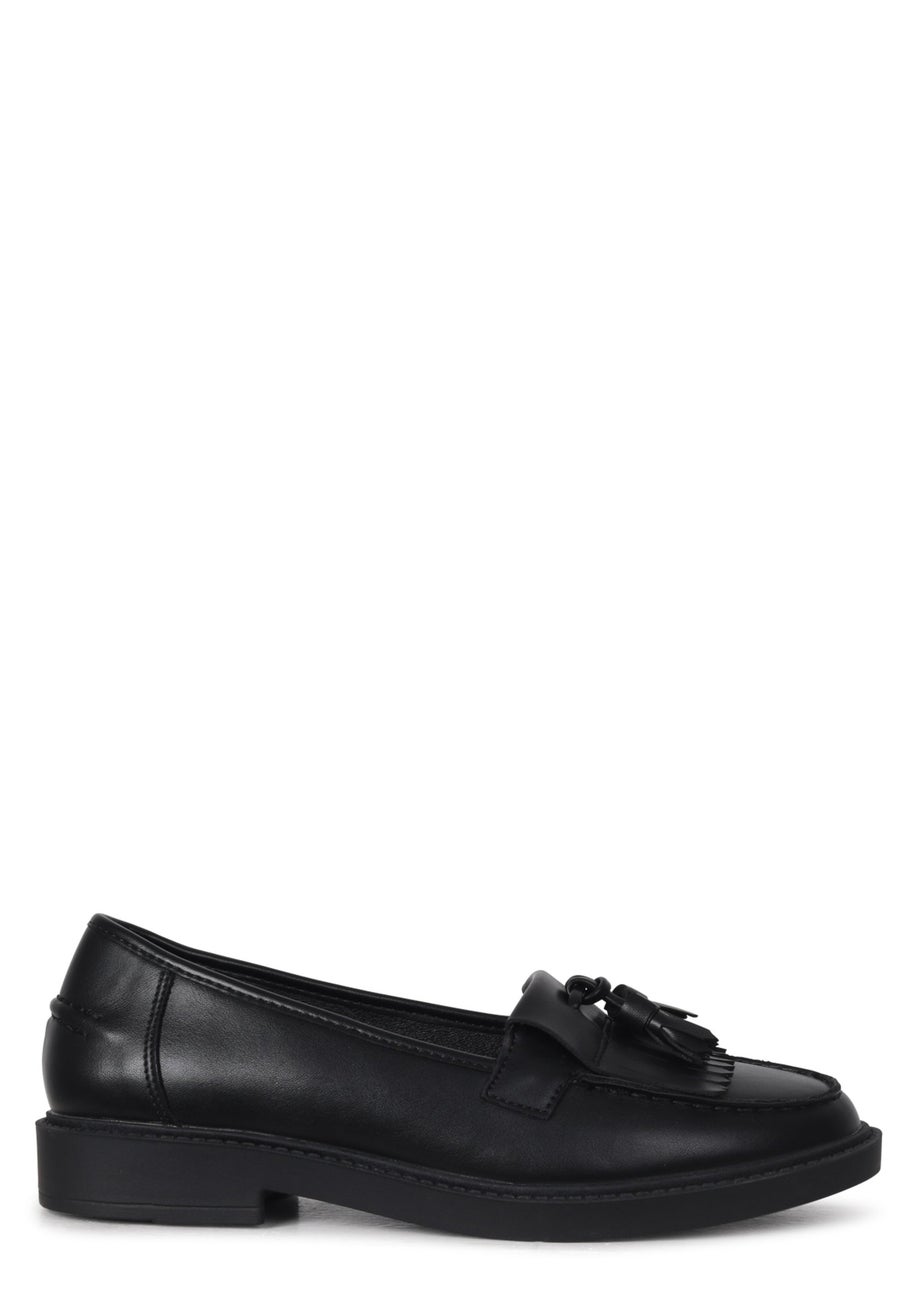 Linzi Kamille Black Faux Leather Classic Slip On Loafer