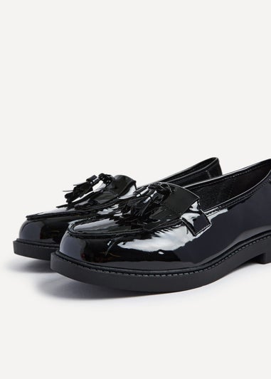 Linzi Kassidy Wide Fit Black Patent Loafer