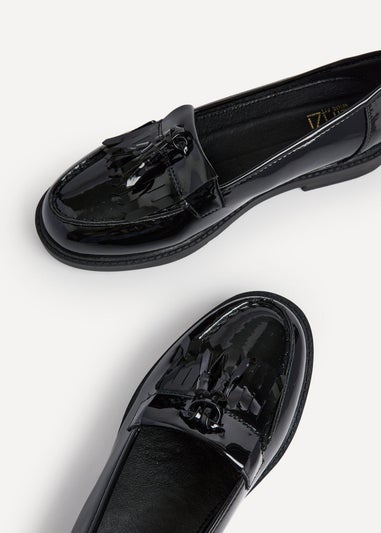 Linzi Kassidy Wide Fit Black Patent Loafer