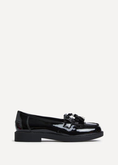 Linzi Kassidy Wide Fit Black Patent Loafer