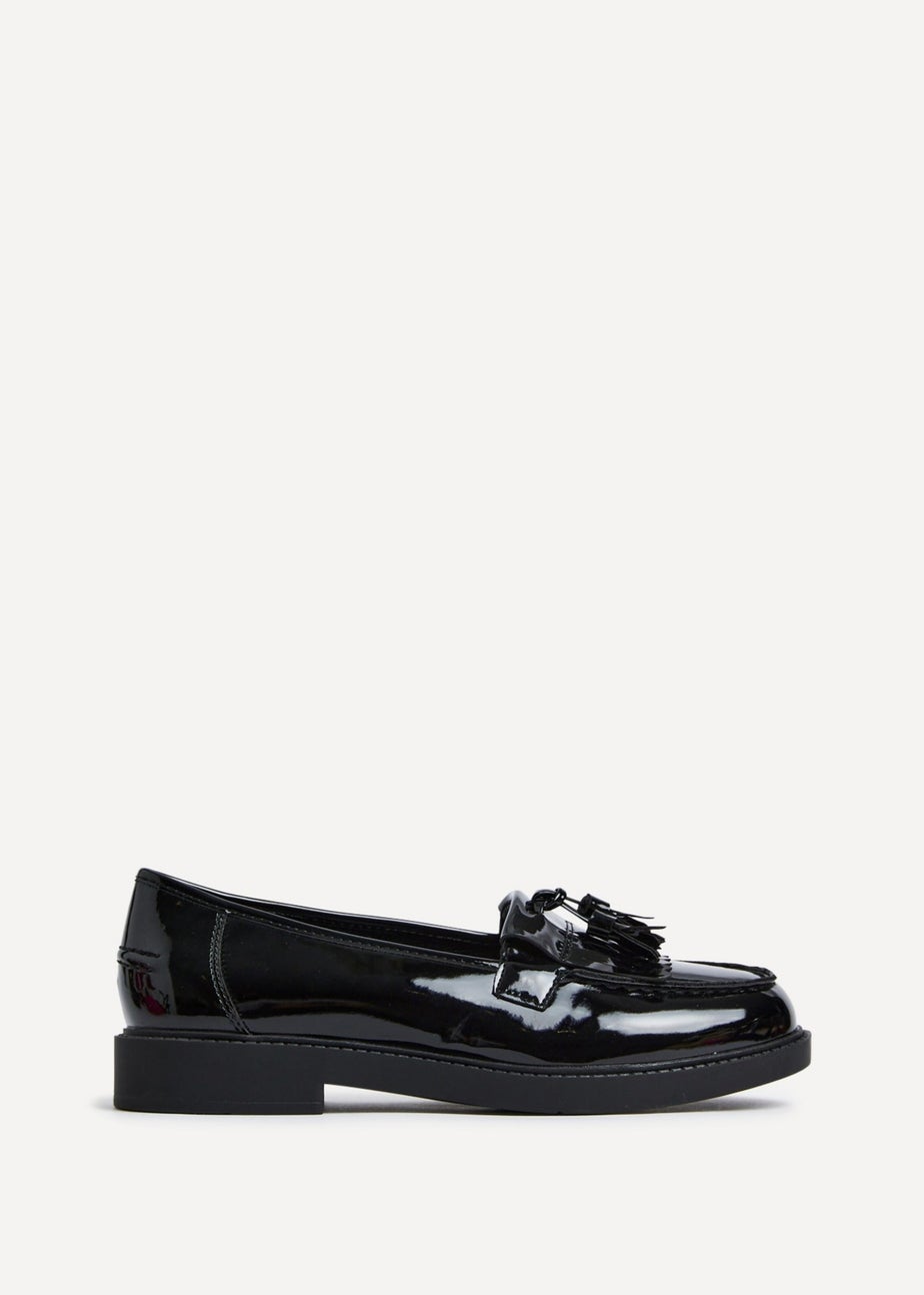 Linzi Kassidy Wide Fit Black Patent Loafer