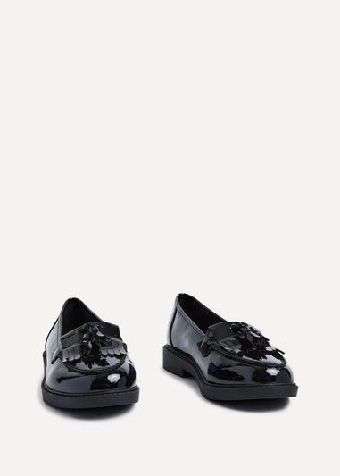 Linzi Kassidy Wide Fit Black Patent Loafer