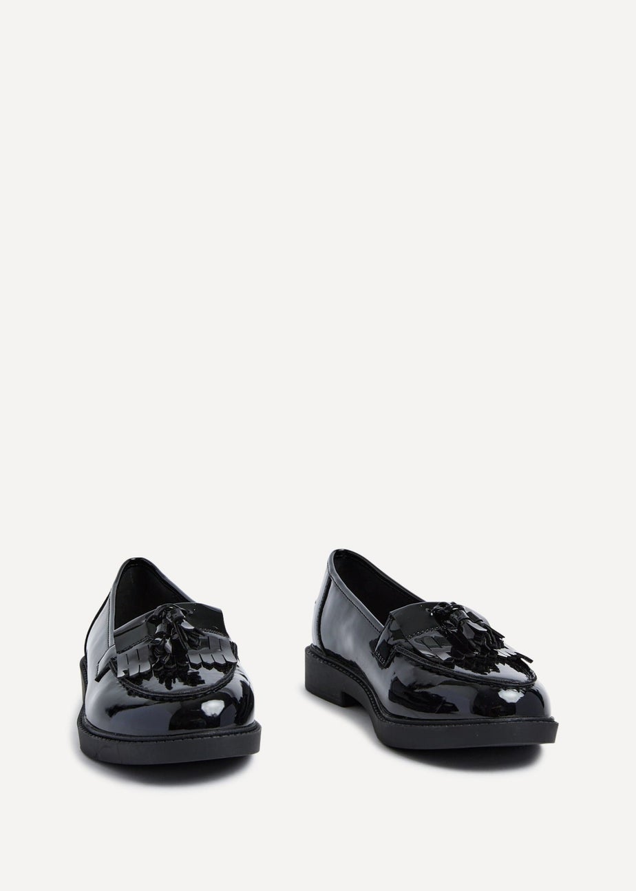Linzi Kassidy Wide Fit Black Patent Loafer