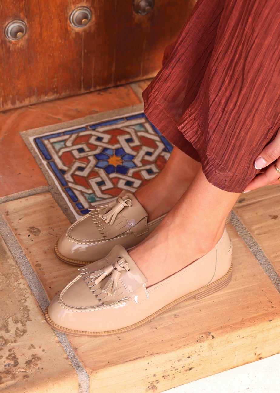 Linzi Rosemary Mocha Faux Leather Classic Slip On Loafer