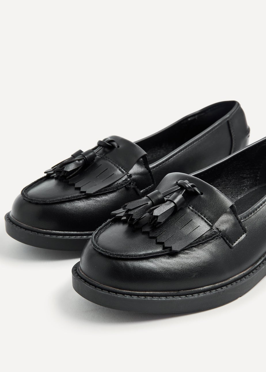 Linzi Kassidy Wide Fit Black Faux Loafer