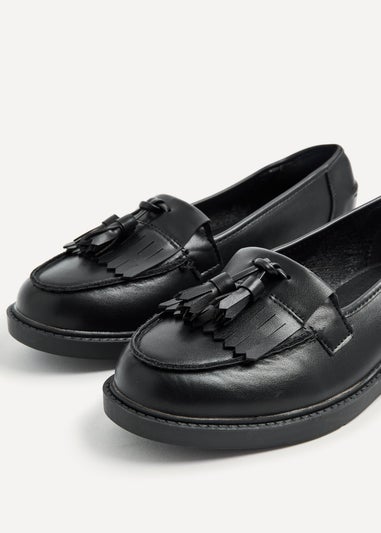 Linzi Kassidy Wide Fit Black Faux Loafer