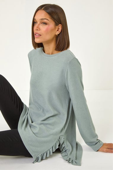Roman Sage Soft Touch Side Ruffle Top