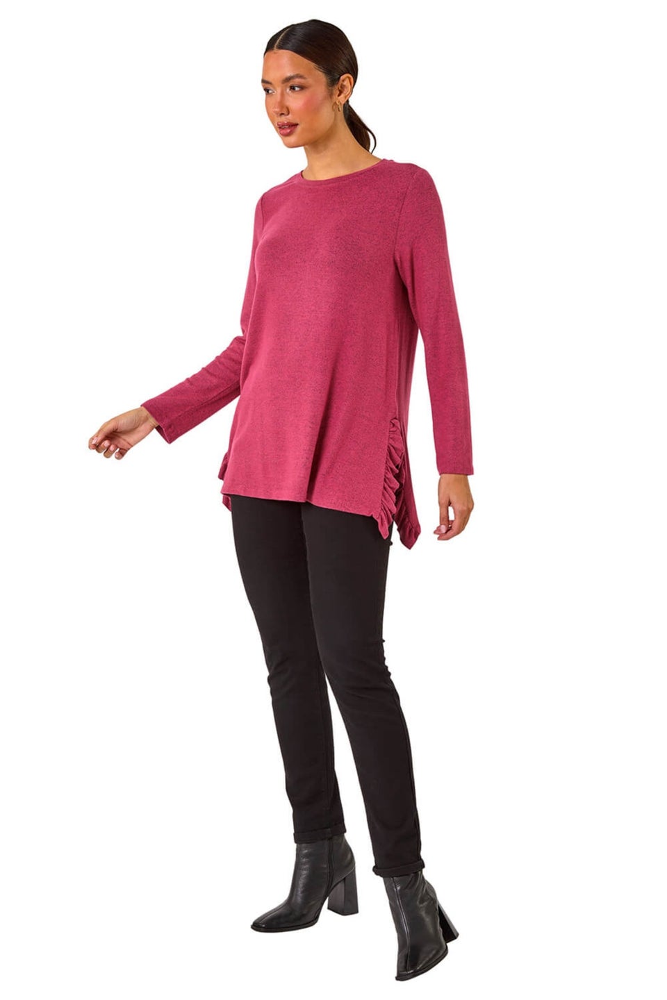 Roman Pink Soft Touch Side Ruffle Top