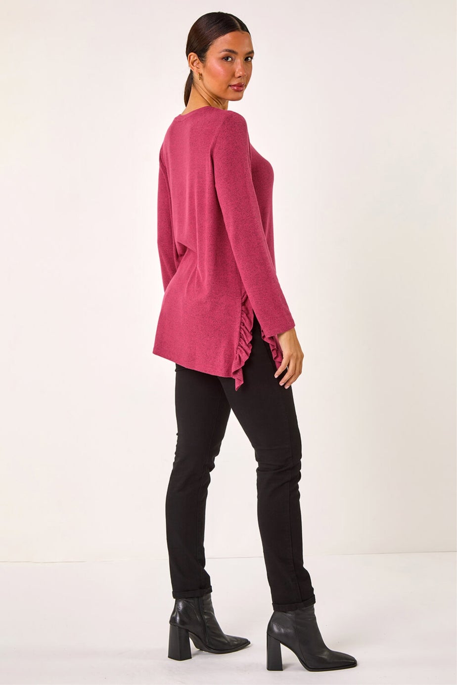 Roman Pink Soft Touch Side Ruffle Top