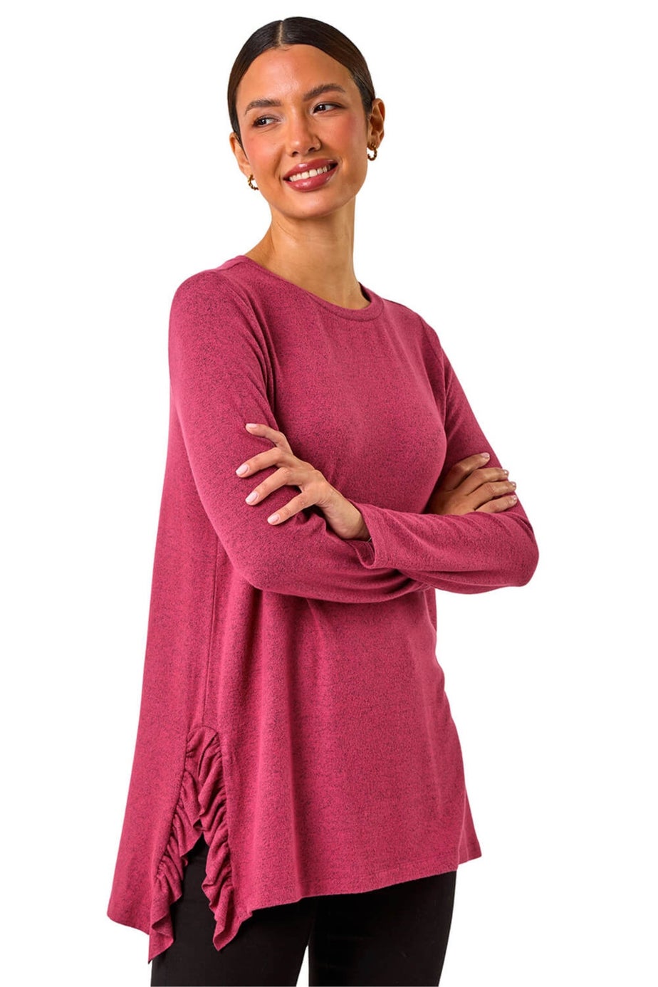Roman Pink Soft Touch Side Ruffle Top