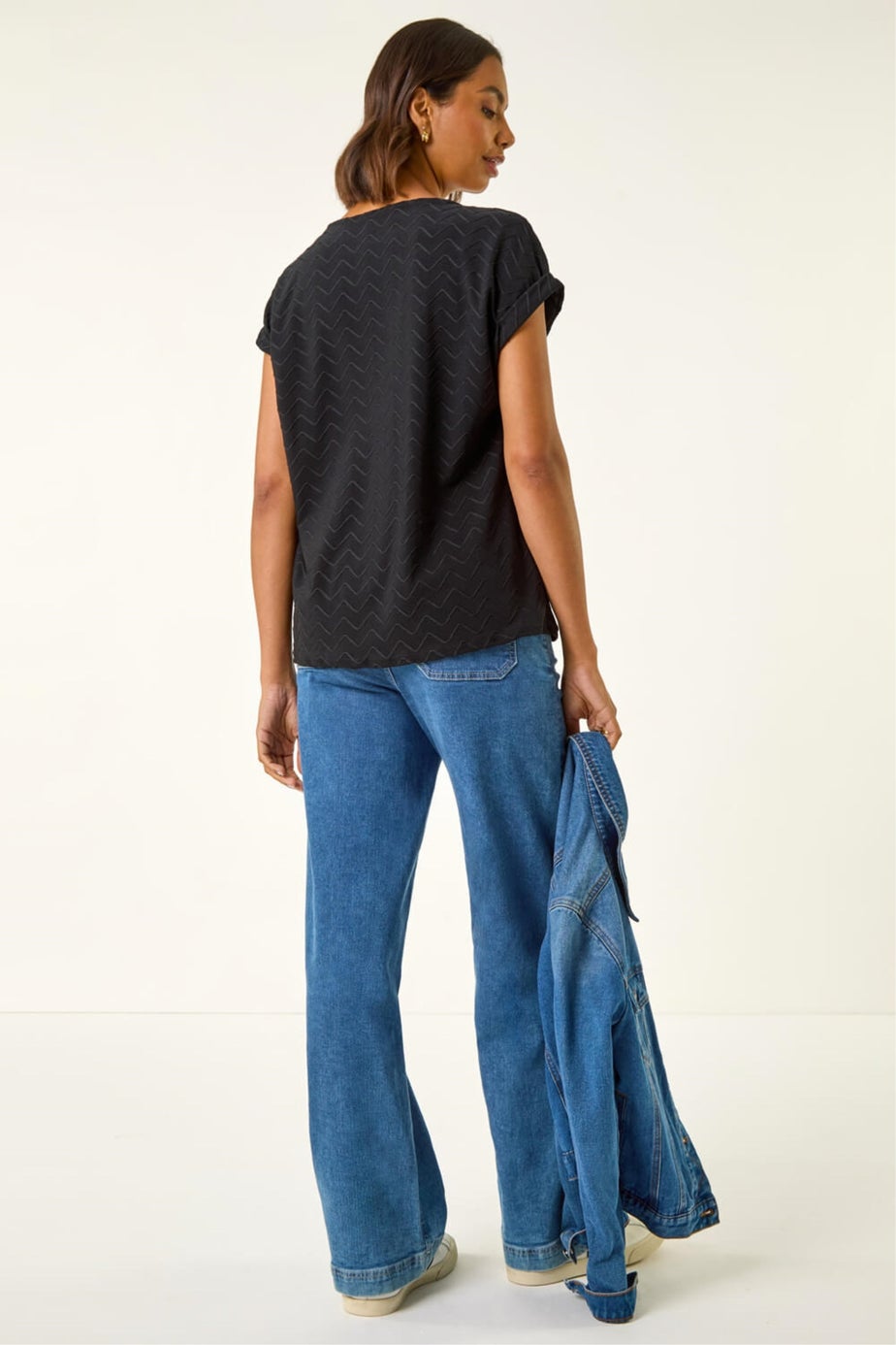 Roman Black Textured Short Sleeve Stretch Tee