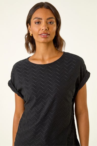 Roman Black Textured Short Sleeve Stretch Tee