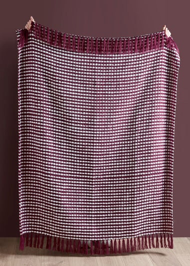 Catherine Lansfield Stab Stitch Blanket Throw Plum (125x150cm)