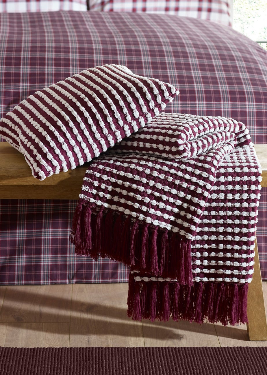 Catherine Lansfield Stab Stitch Blanket Throw Plum (125x150cm)