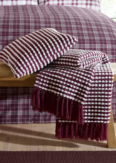 Catherine Lansfield Stab Stitch Blanket Throw Plum (125x150cm)
