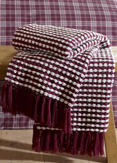 Catherine Lansfield Stab Stitch Blanket Throw Plum (125x150cm)