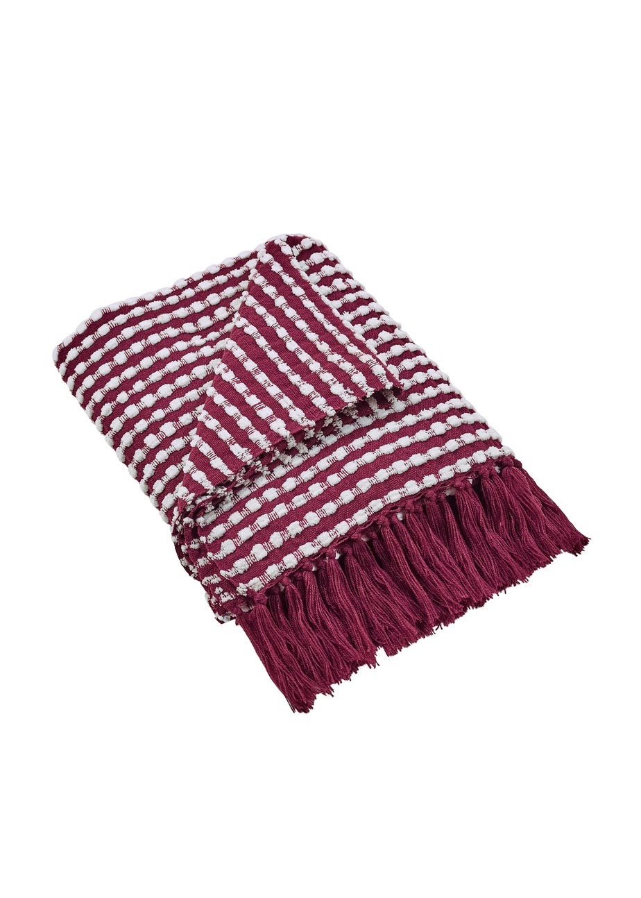 Catherine Lansfield Stab Stitch Blanket Throw Plum (125x150cm)