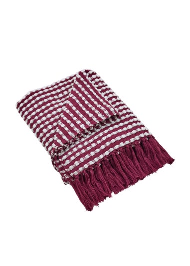 Catherine Lansfield Stab Stitch Blanket Throw Plum (125x150cm)