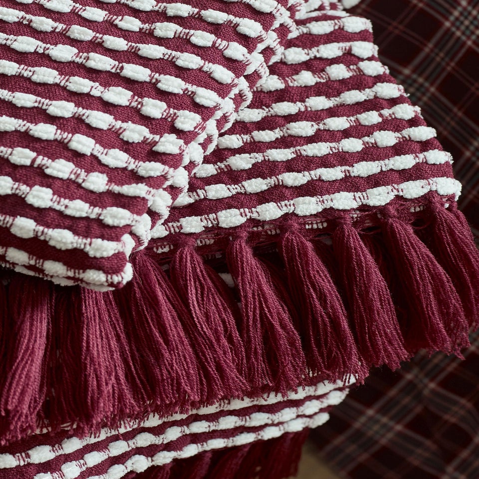 Catherine Lansfield Stab Stitch Blanket Throw Plum (125x150cm)