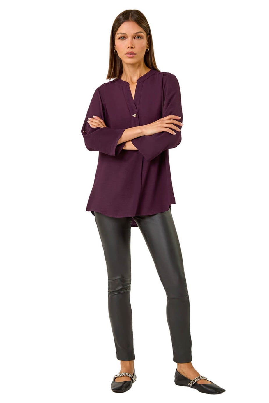 Roman Purple Heart Button Detail Shirt