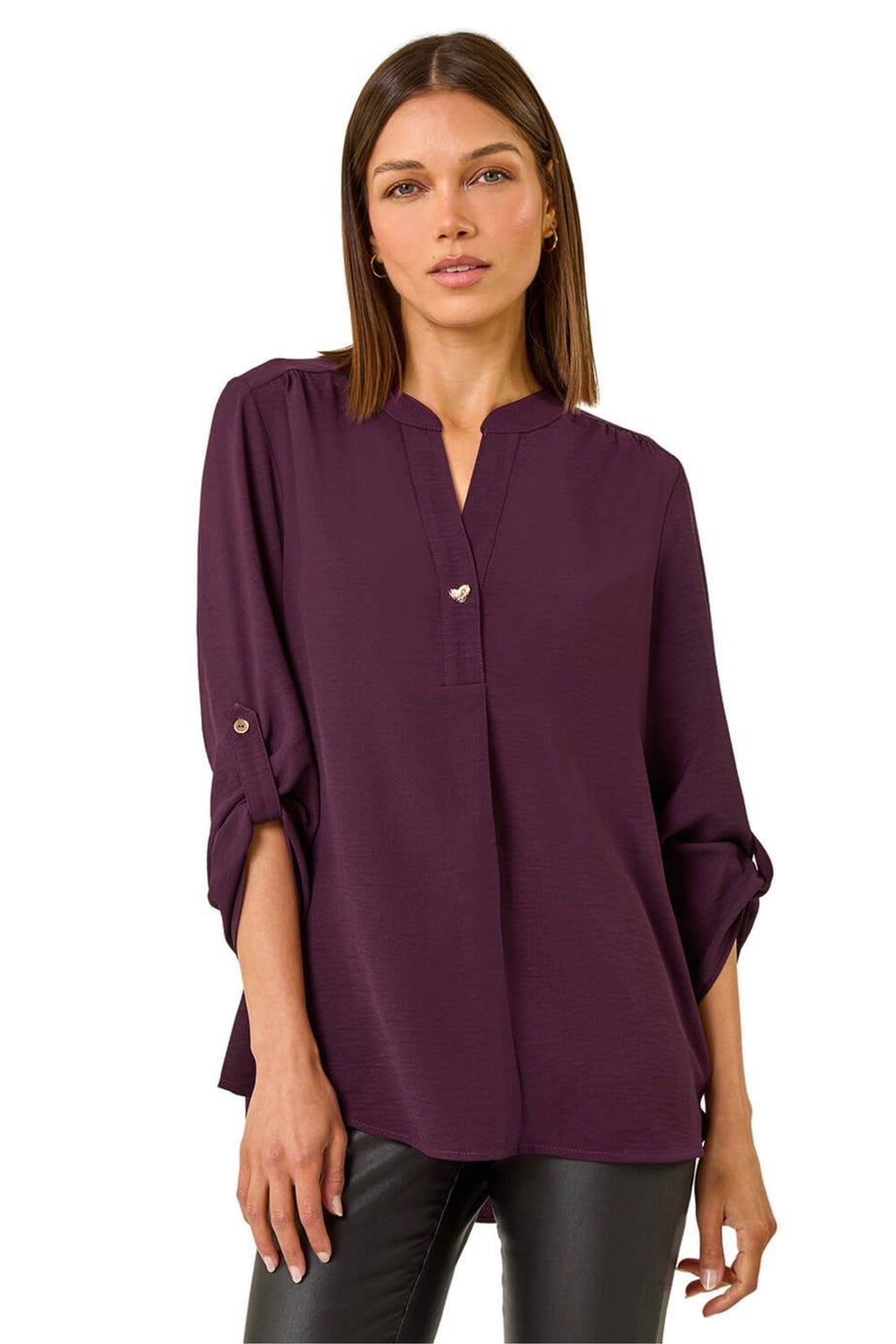 Roman Purple Heart Button Detail Shirt