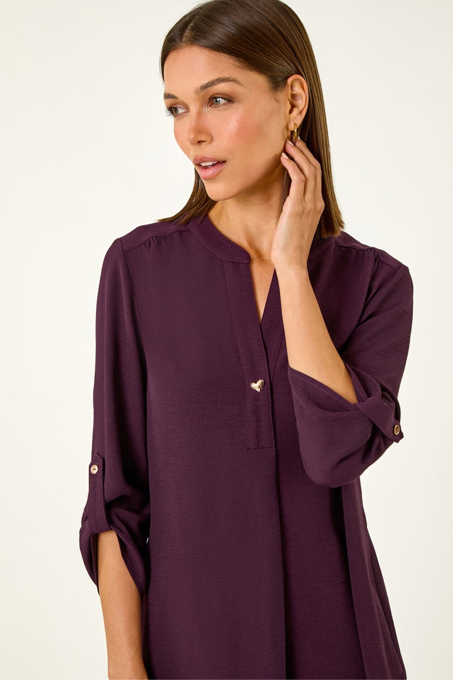 Roman Purple Heart Button Detail Shirt