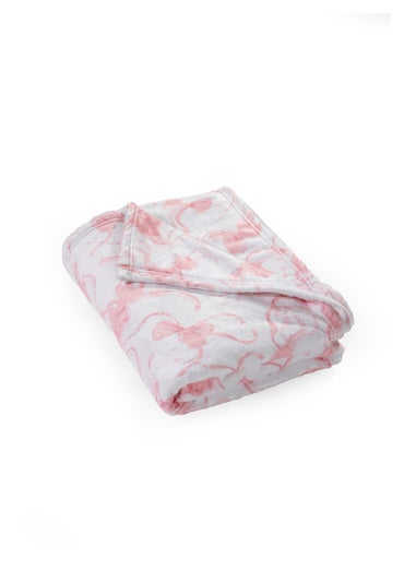 Catherine Lansfield Bow Cosy Fleece Oversized Blanket Throw Pink
